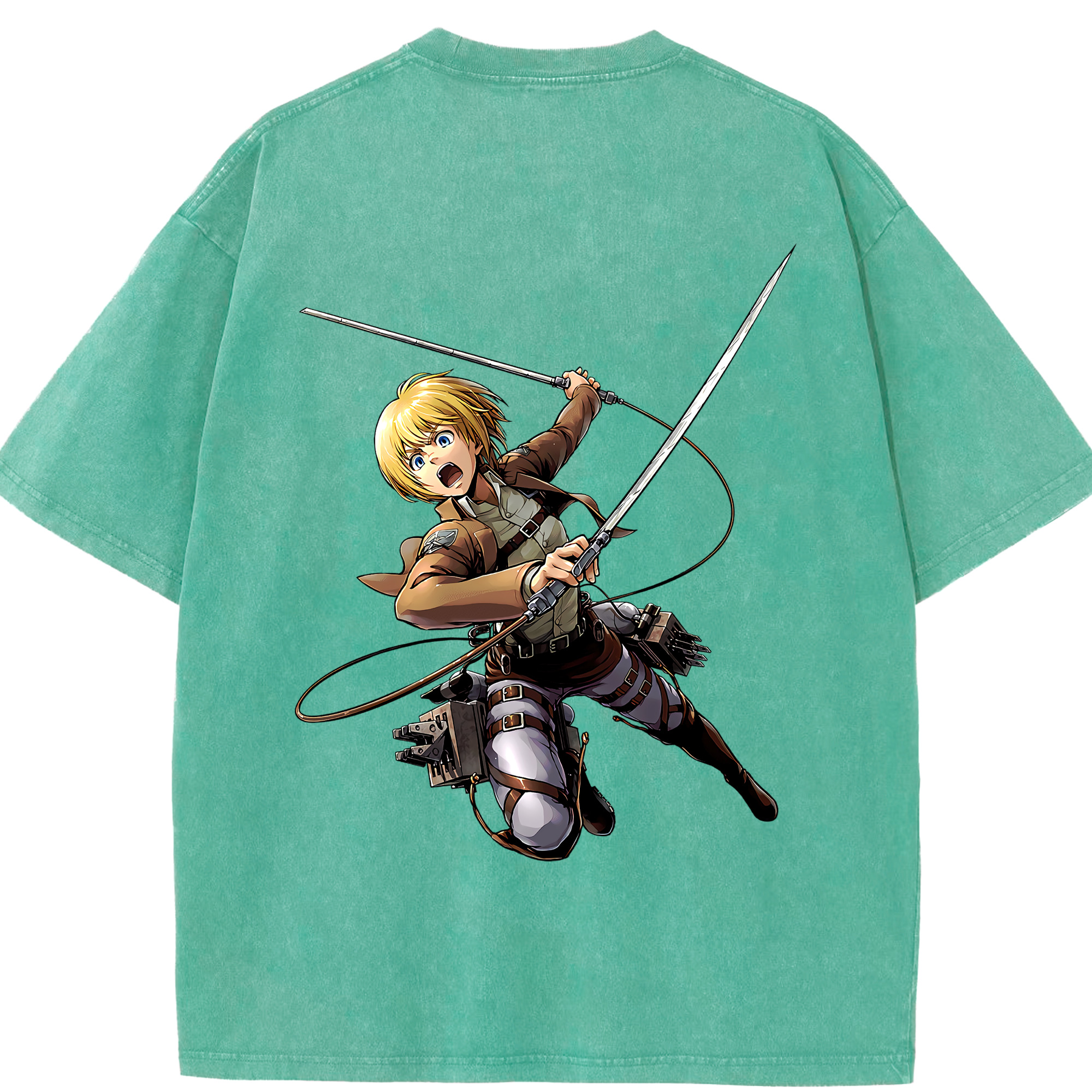 （画像用） 進撃の巨人 アルミン·アルレルト Attack on Titan Armin Arlert 綿100% ヴィンテージ風 半袖Tシャツ（背面プリント）